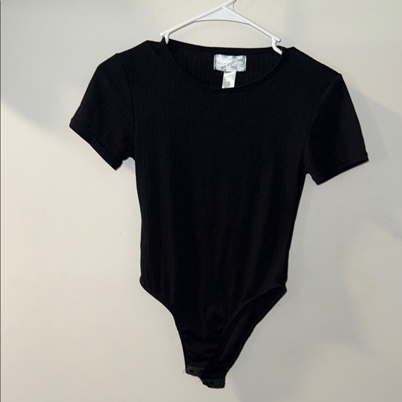 Tops - Black Ribbed Bodysuit